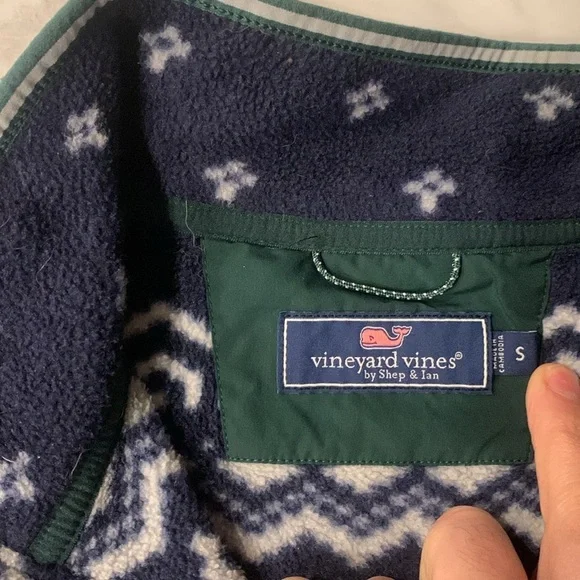 Vineyard Vines Harbor Fleece snap pullover, size small, Fair Isle print Men